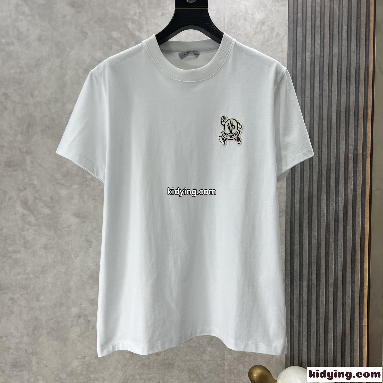 シンプル 合わせやすい クルーネック コットン 半袖Tシャツ モンクレール Tシャツ コピー ホワイト-0