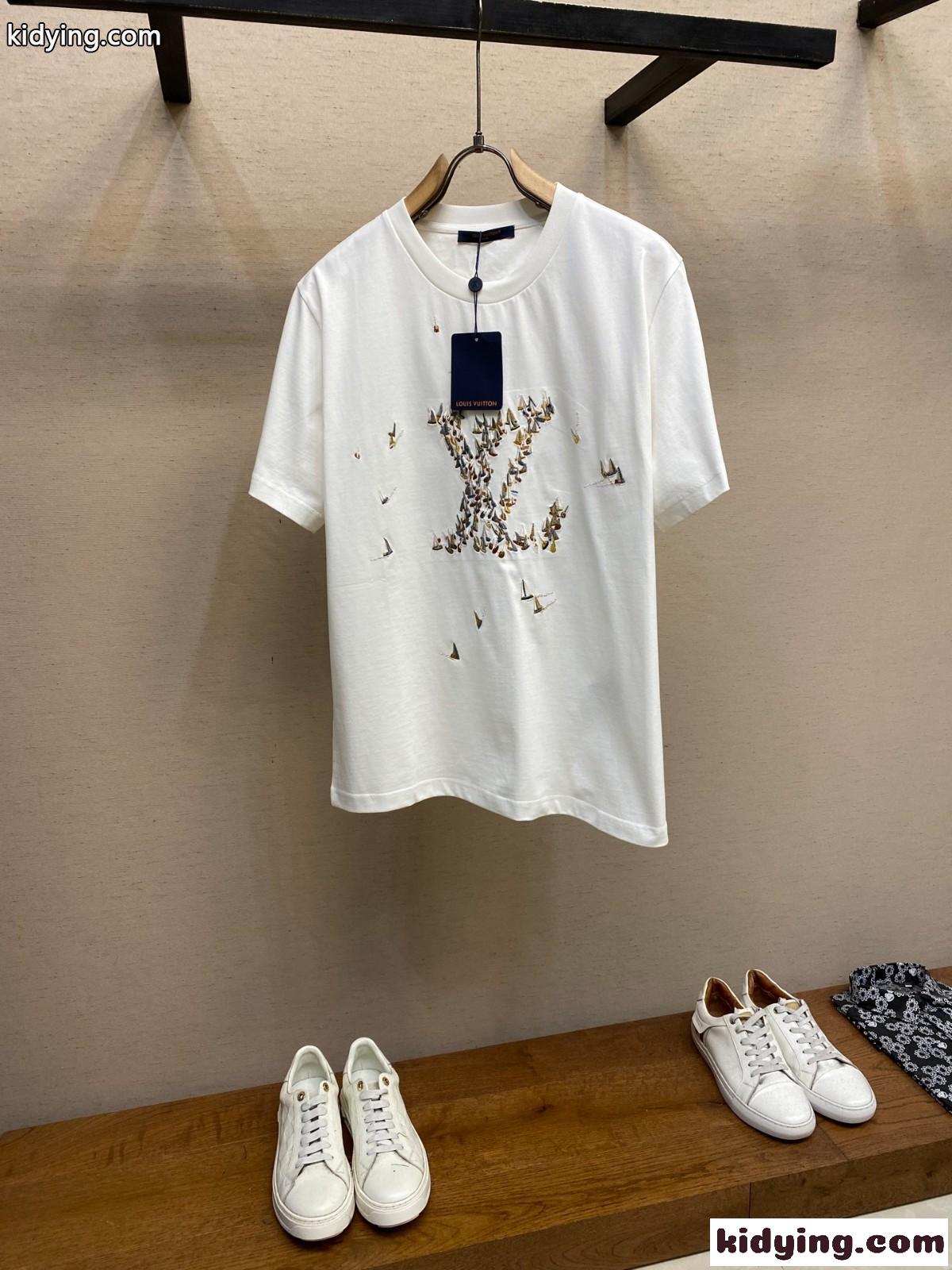 エンブロイダリー コットンTシャツ ルイ・ヴィトン Tシャツ スーパーコピー-1