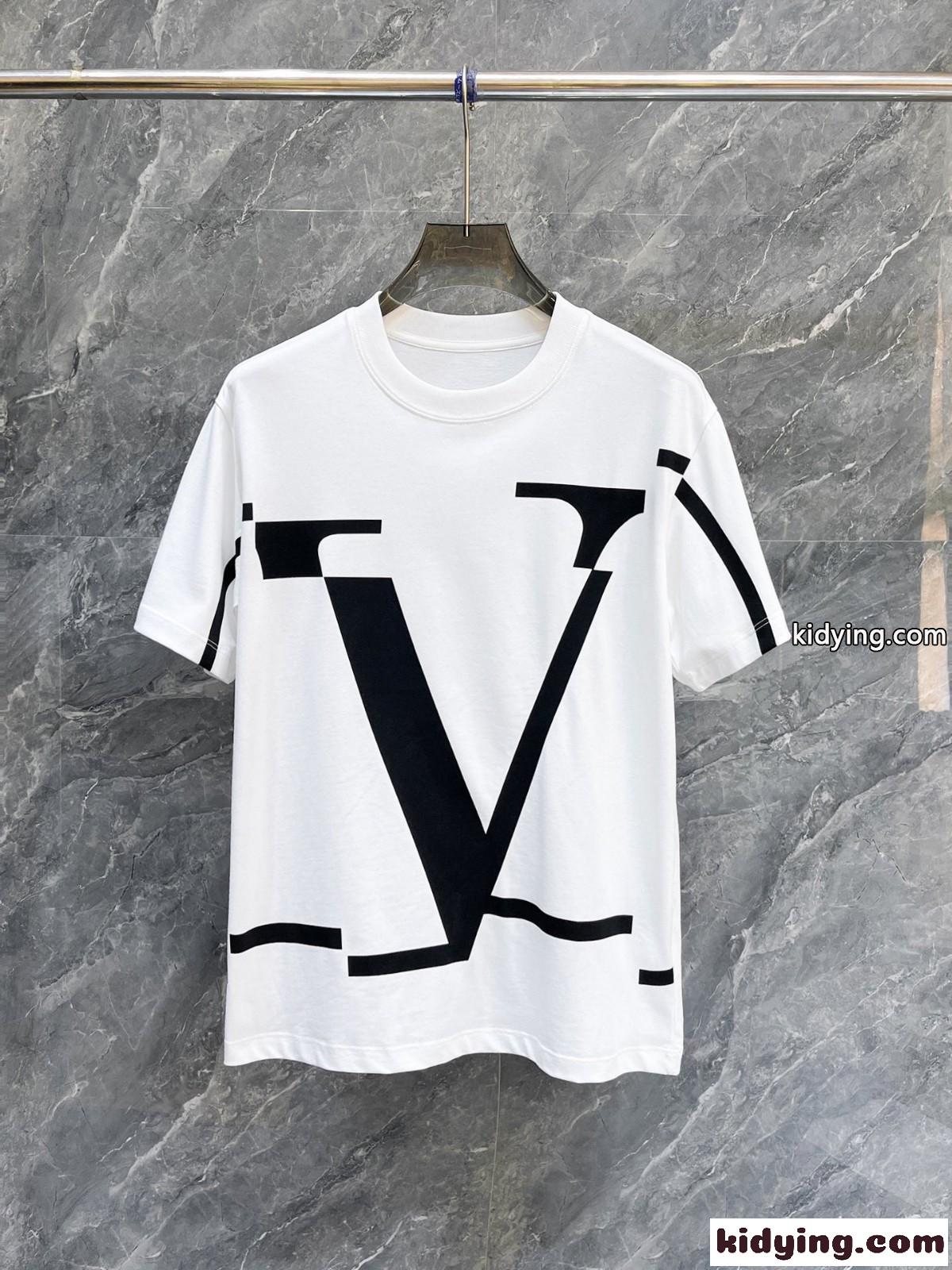 Vロゴプリント クルーネック Tシャツ ヴァレンティノ 半袖Tシャツ コピー ホワイト-1