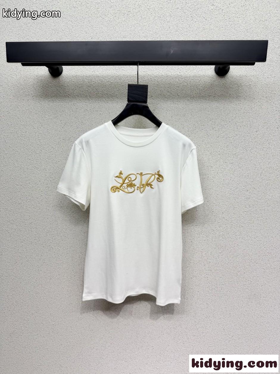 ルイ・ヴィトン 半袖Tシャツ コピー シグネチャー エンブロイダリー Tシャツ-1