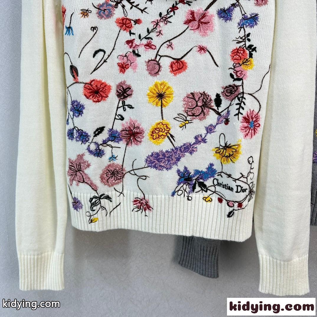 可愛い おしゃれ 刺繍入り クルーネック クリスチャン・ディオール セーター コピー レディース-1