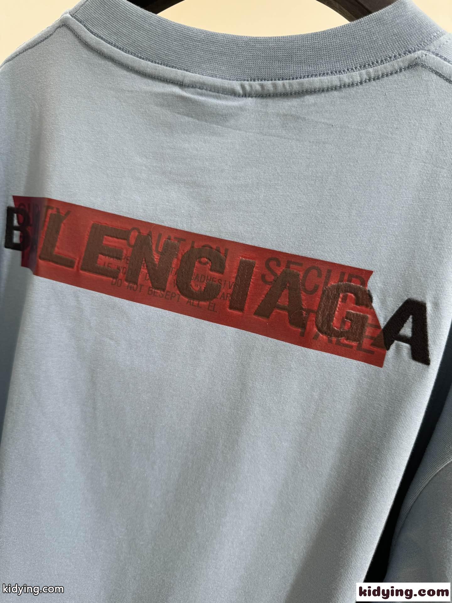 ユニセックス バレンシアガ TAPED BALENCIAGA BACK Tシャツ コピー ライトブルー-3