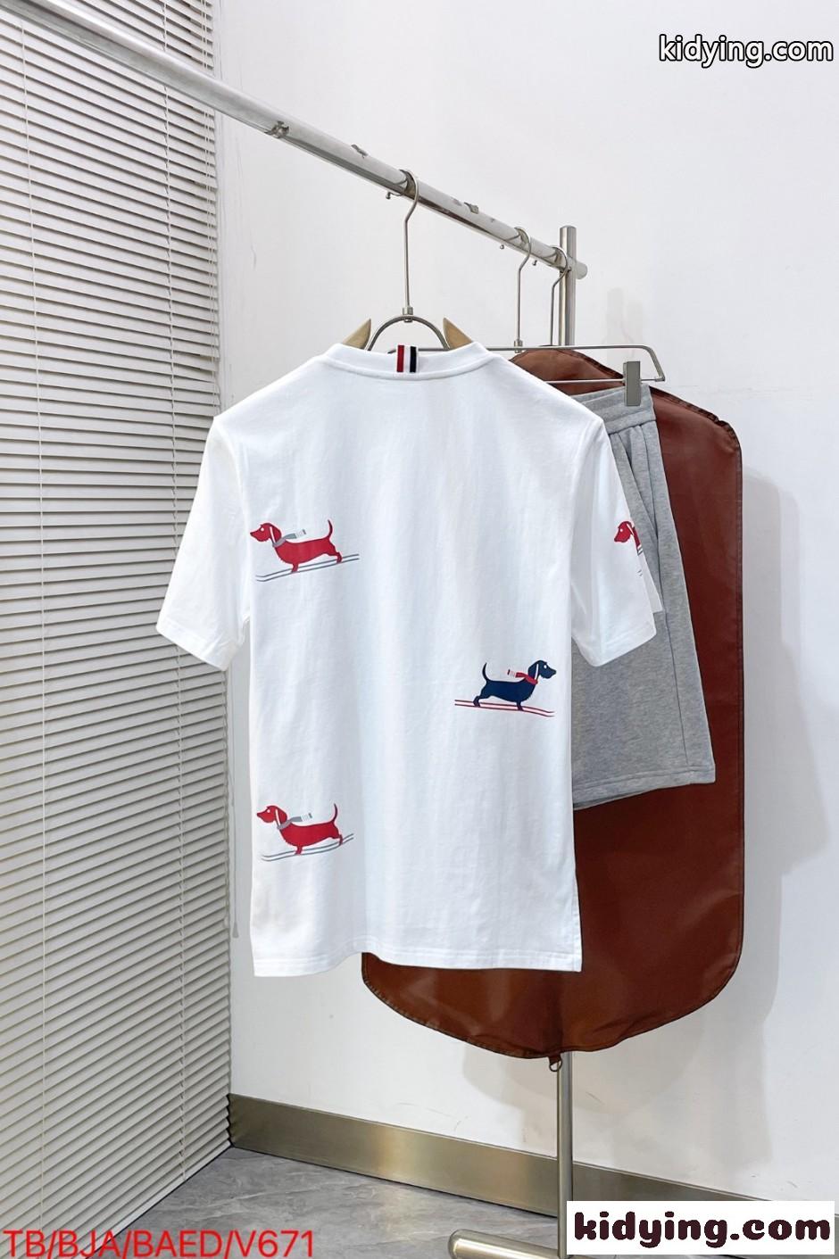 ヘクターモチーフ コットン クルーネックTシャツ トムブラウン Tシャツ コピー ホワイト-0