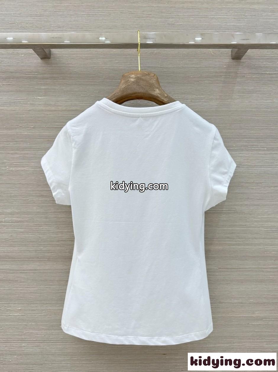 アレキサンダーワング Tシャツ コピー ラインストーンロゴ 半袖Tシャツ ホワイト-5