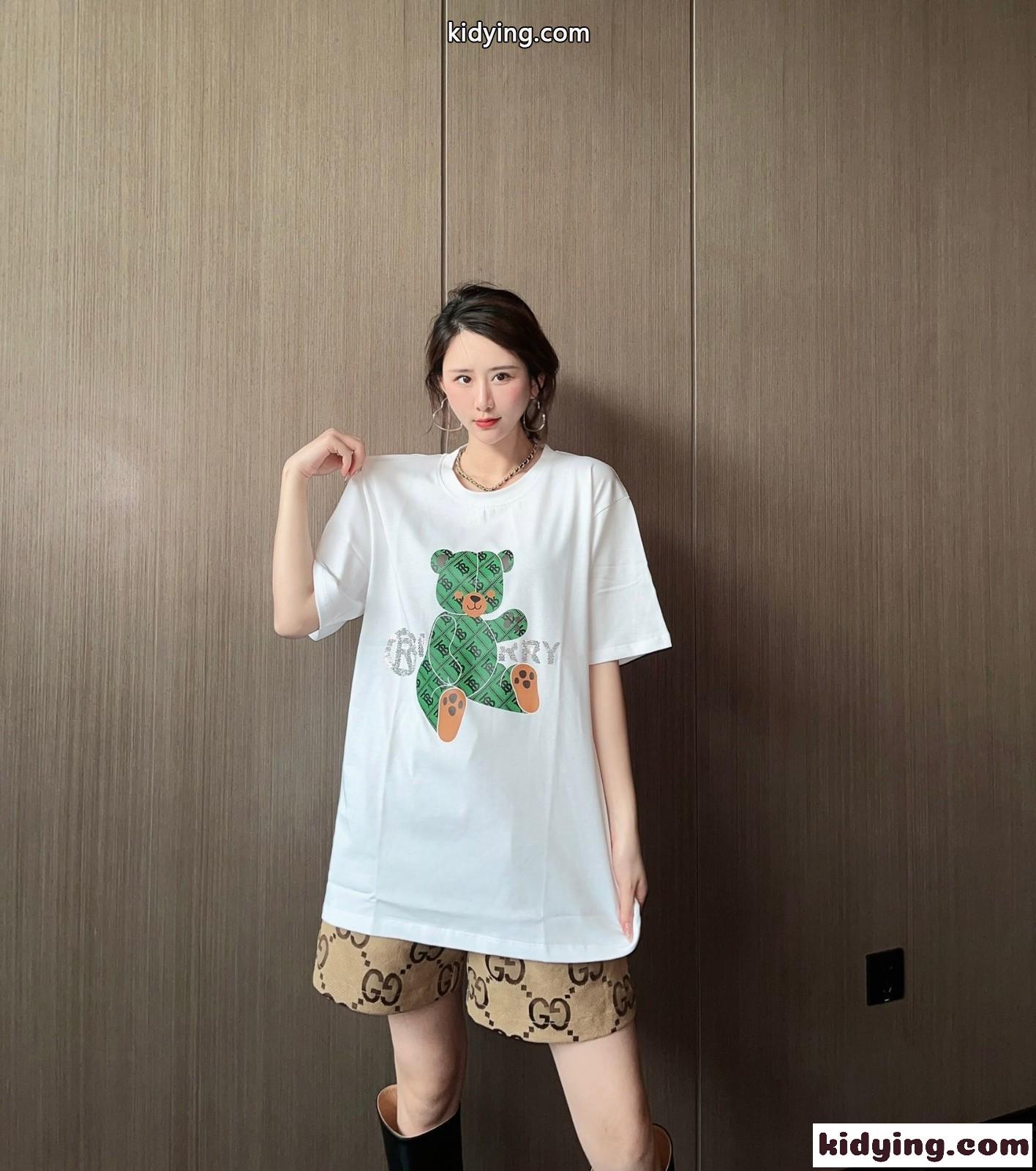 可愛い おしゃれ ロゴ ゆったり 着痩せ プリント バーバリー 半袖Tシャツ コピー レディース メンズ カジュアル-4