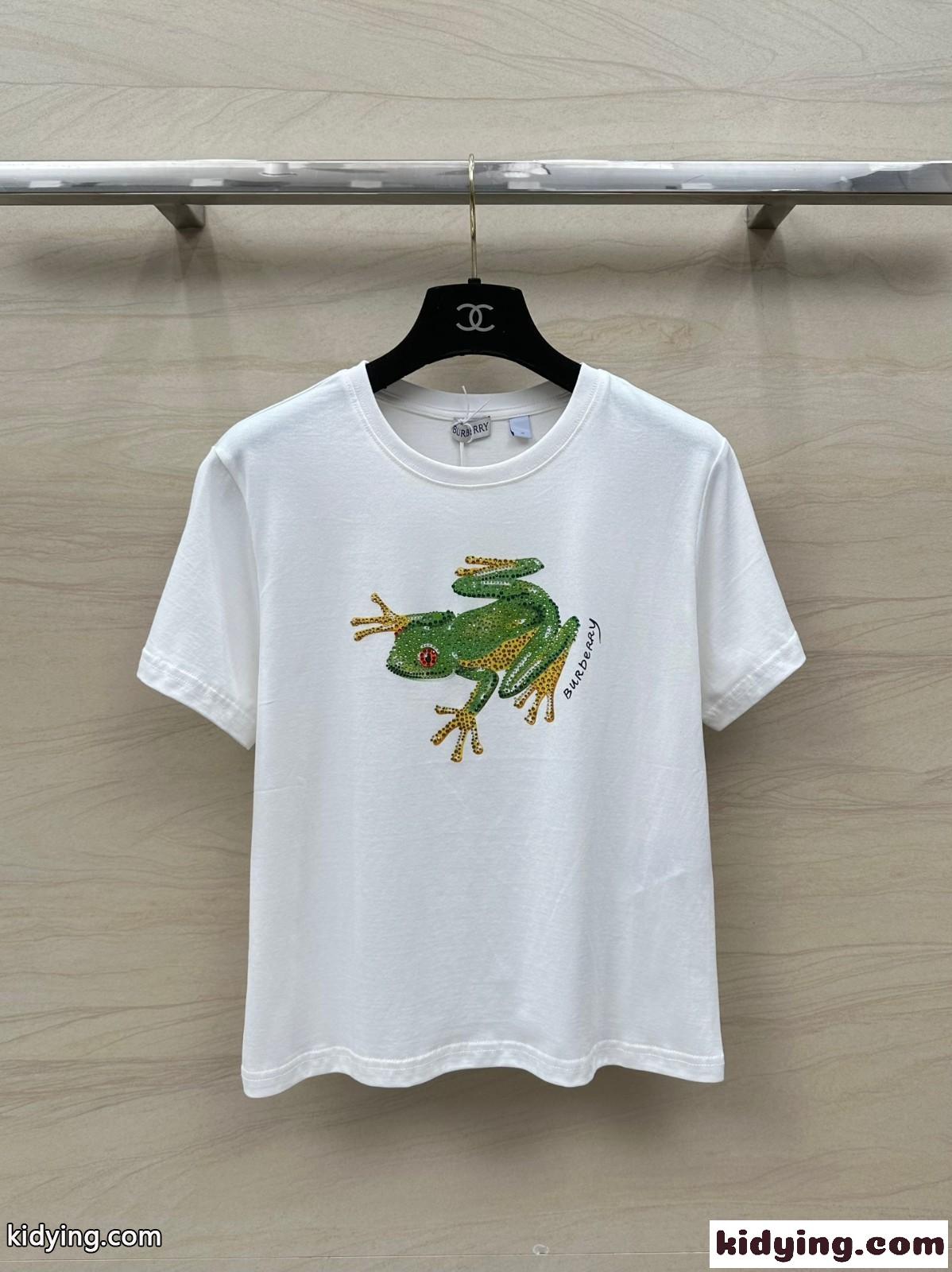 バーバリー 半袖Tシャツ コピー フロッグ コットンTシャツ クルーネック-1