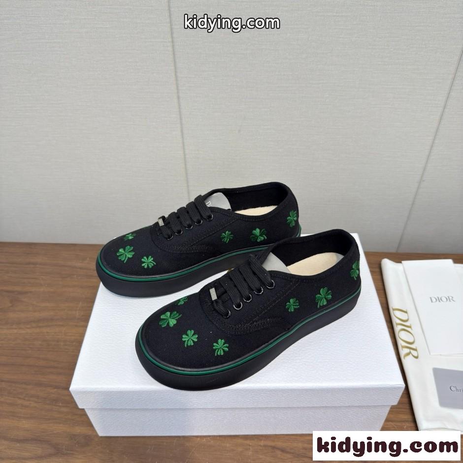 四葉のクローバー刺繍 クリスチャン・ディオール Dior Saltwind スニーカー コピー ブラック-0