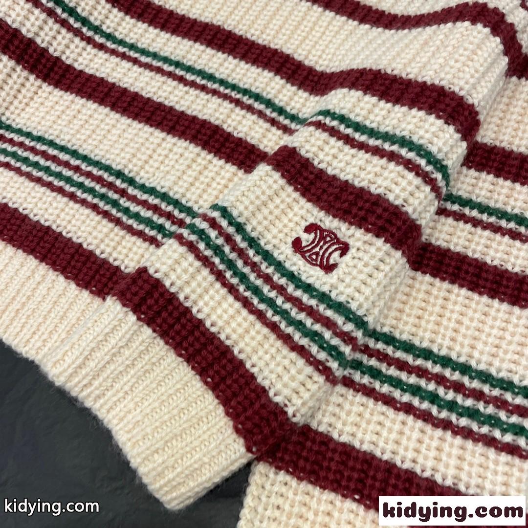 おしゃれ トリオンフ刺繍入り ストライプ セリーヌ セーター コピー クロップド-2