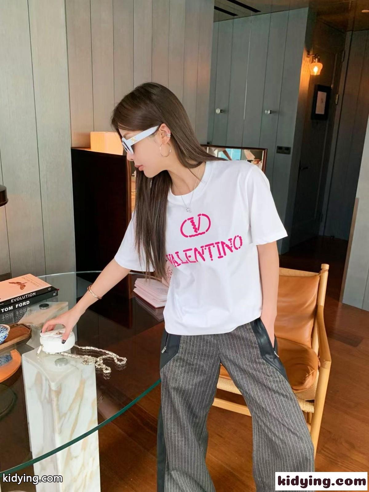 シンプル ロゴ コットン 半袖Tシャツ ヴァレンティノ Tシャツ スーパーコピー ホワイト-3