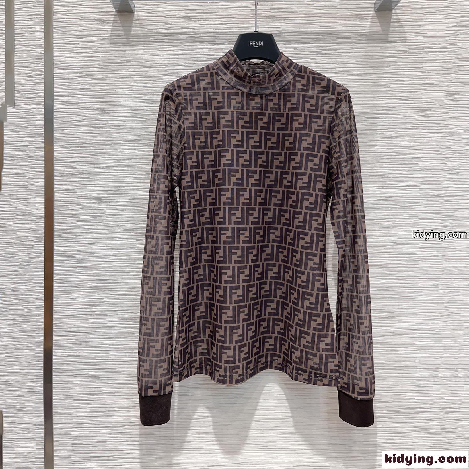 人気 定番 FFロゴ ストレッチ フェンディ Tシャツ コピー レディース 長袖-1