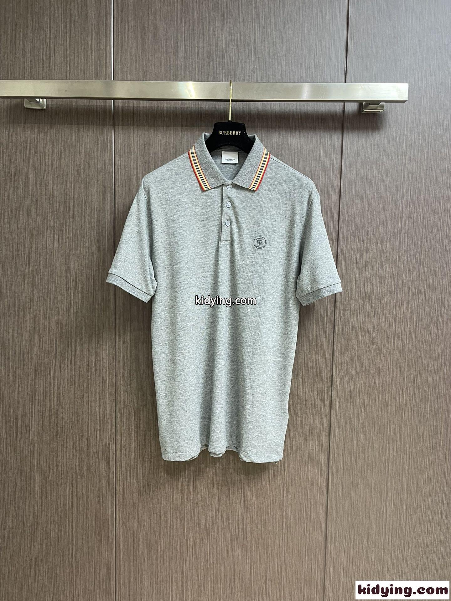 クラシック カジュアル コットンピケ ポロシャツ バーバリー 半袖Tシャツ コピー グレー-2