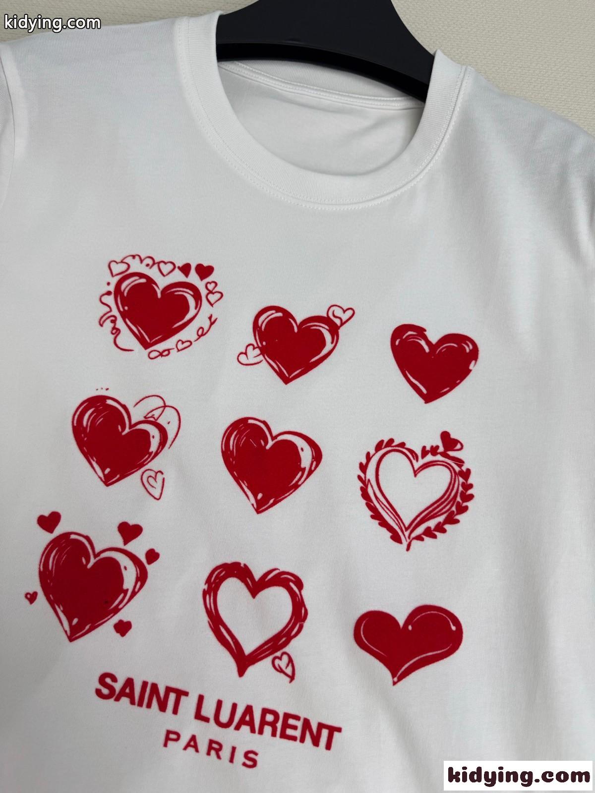 シンプル プリント コットン 半袖Tシャツ イヴ・サンローラン Tシャツ コピー ホワイト-2