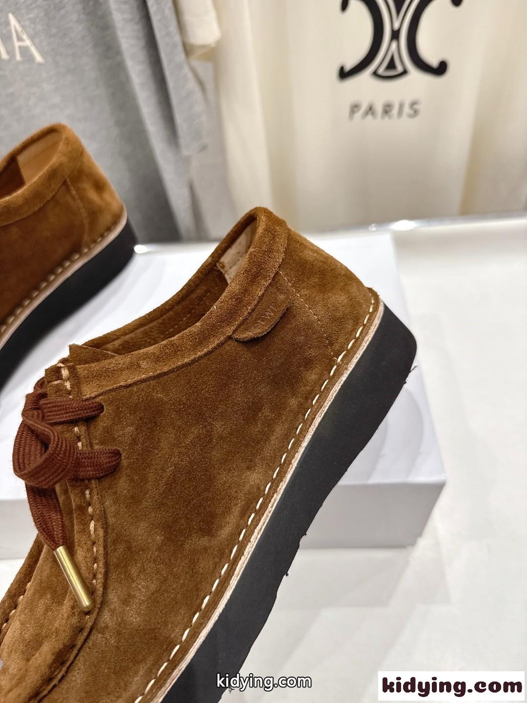 LOEWE ファロ スエード ボートシューズ ロエベ シューズ スーパーコピー ブラウン-1