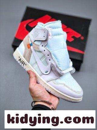 ​Air Jordan 1 x OFF-WHITE 白連名  靴のネット紗 踵香港宝などの大部分の材料を購入する オフホワイト 新作 シューズ コピー-2