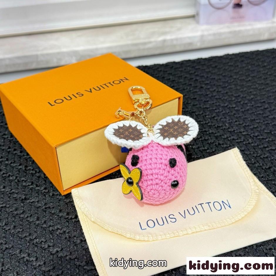ルイ・ヴィトン キーホルダー 偽物 バッグチャーム･ビー LV クロシェ ピンク-2