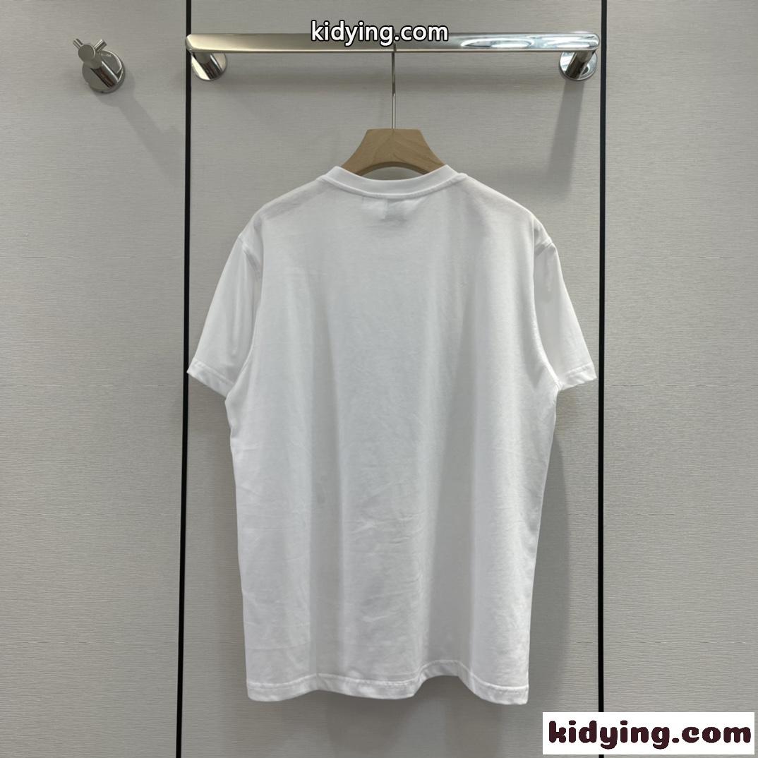 おしゃれ ボタニカルスケッチプリント コットン バーバリー Tシャツ コピー 半袖 クルーネック-1
