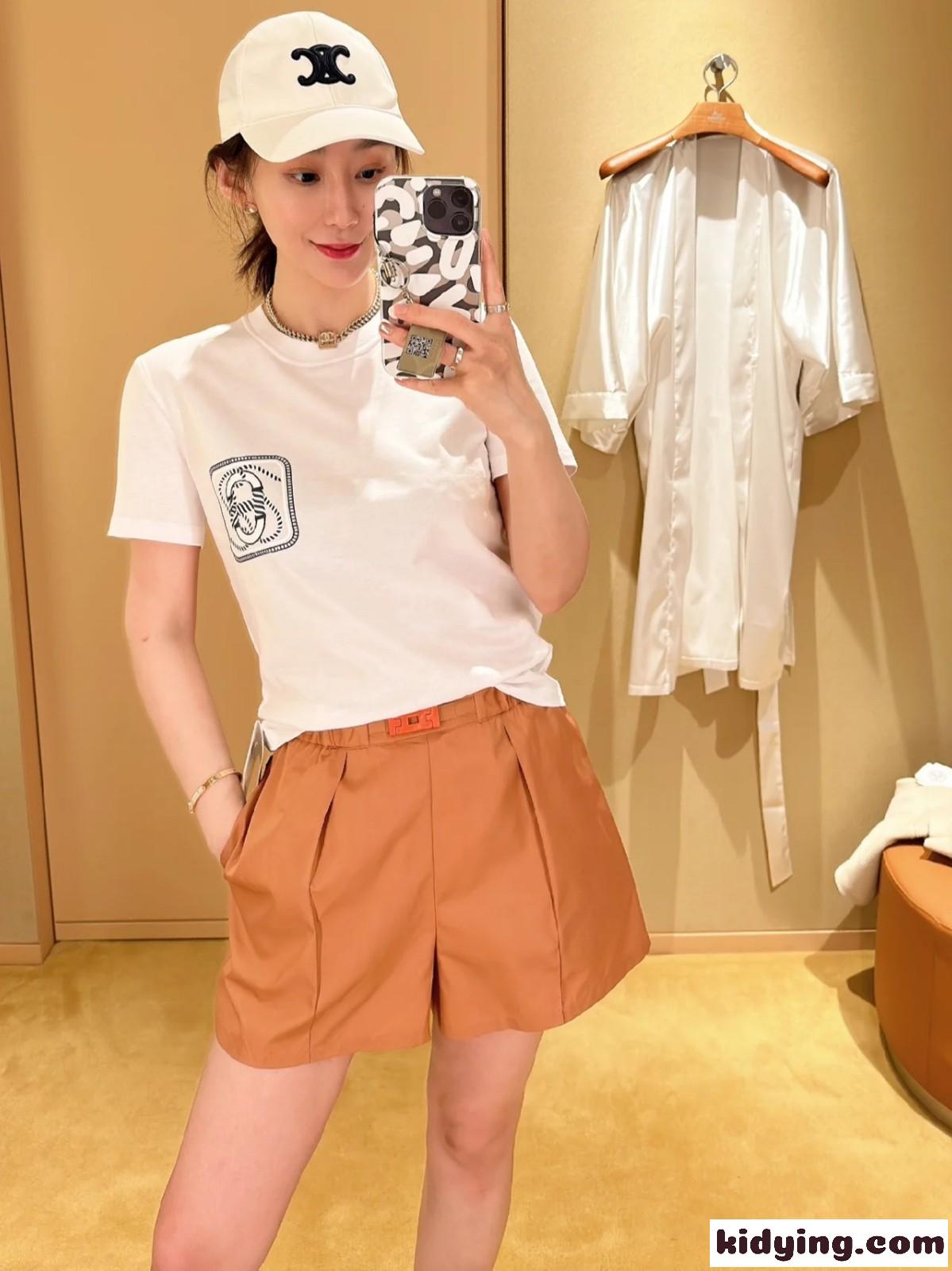 上品 カジュアル 春夏 新作 Canoe プリント 半袖Tシャツ エルメス Tシャツ コピー ホワイト-4