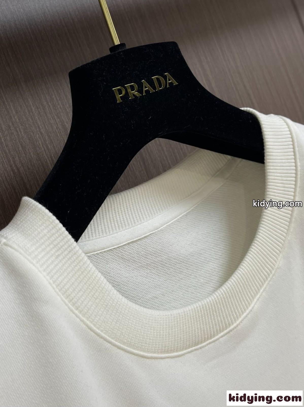 プラダ Tシャツ コピー クルーネック スウェットシャツ ホワイト-4