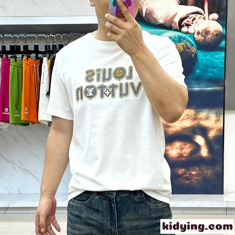 洗練された カジュアル ロゴ 半袖Tシャツ ルイ・ヴィトン Tシャツ 偽物 ホワイト-2