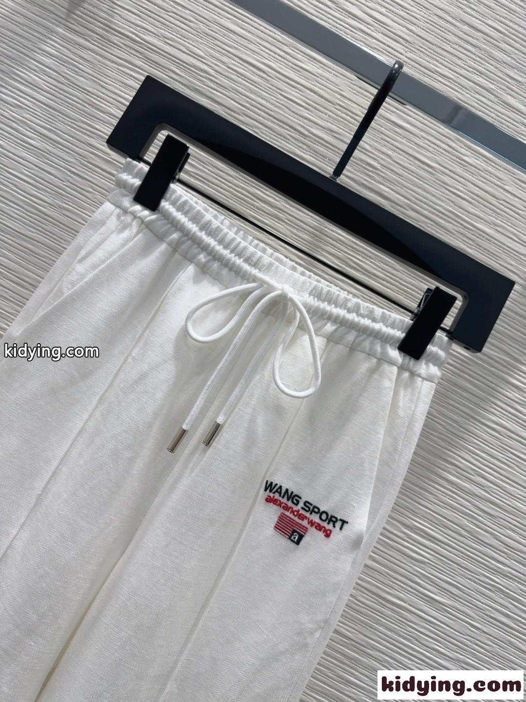 カジュアル ロゴ ロングパンツ アレキサンダーワング パンツ 偽物 ホワイト-2