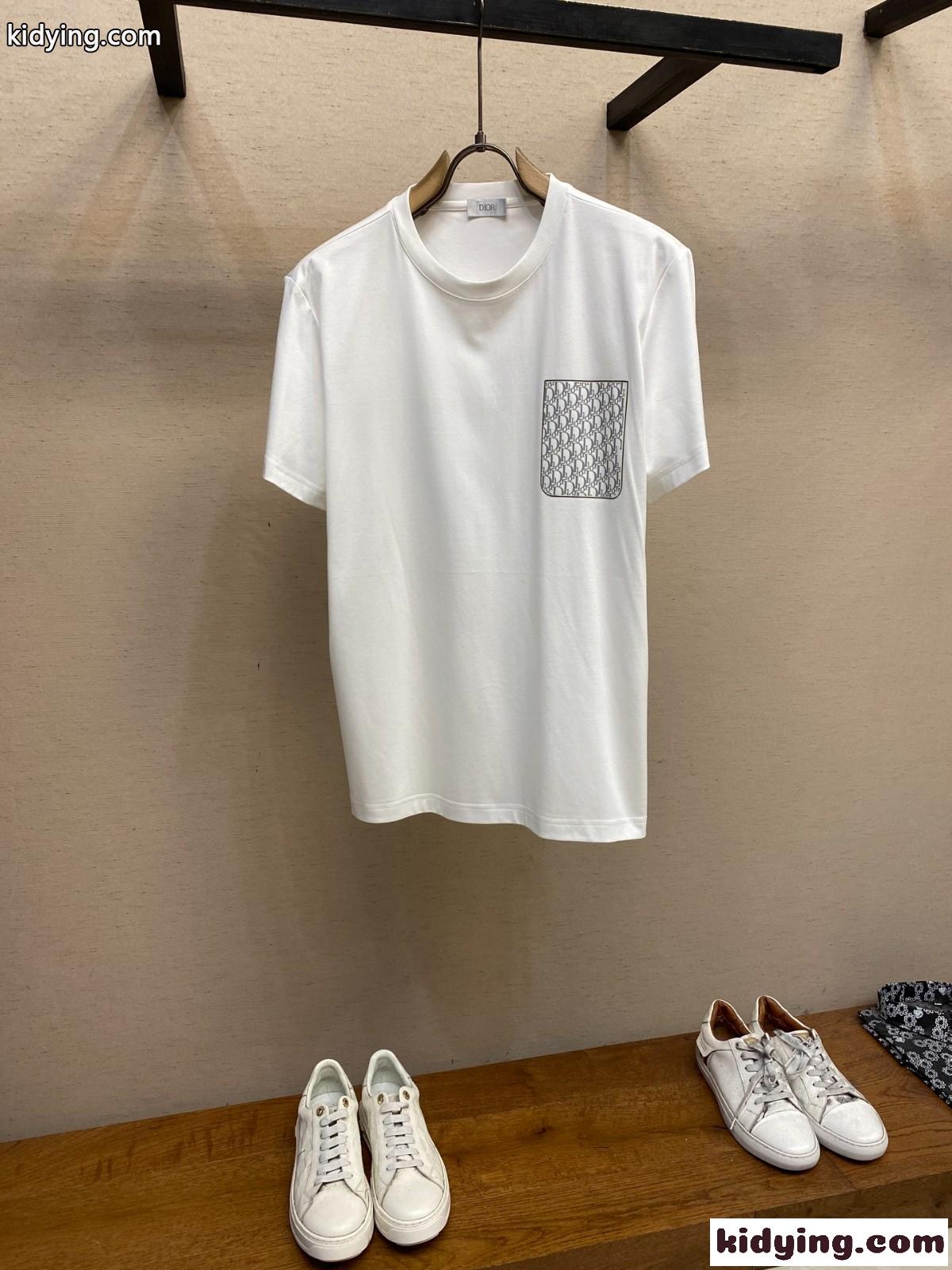 シルケットスムースロゴTシャツ クリスチャン・ディオール Tシャツ コピー ホワイト-1