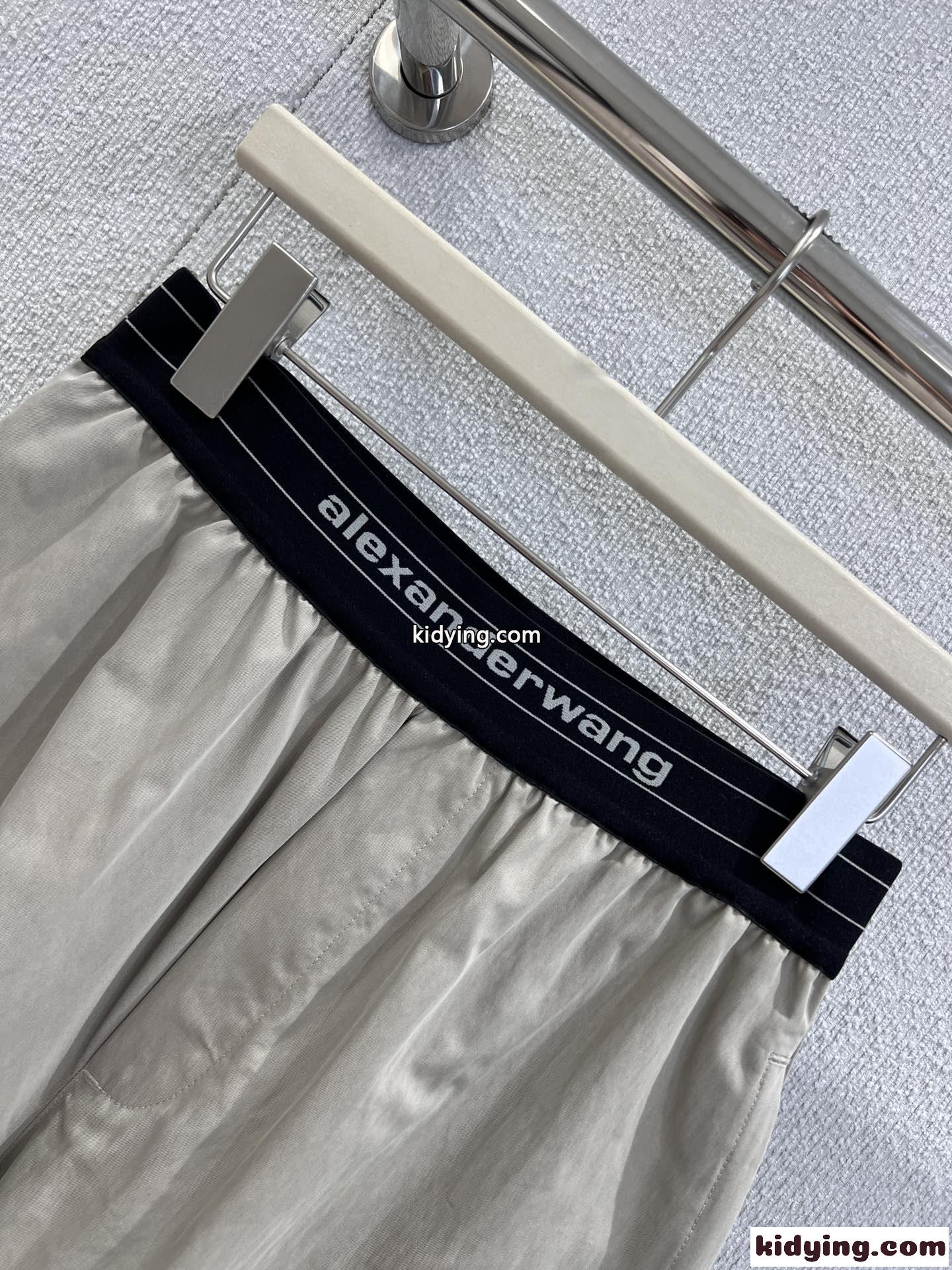 スタイリッシュ ウエストロゴ ロングパンツ アレキサンダーワング パンツ 偽物-1