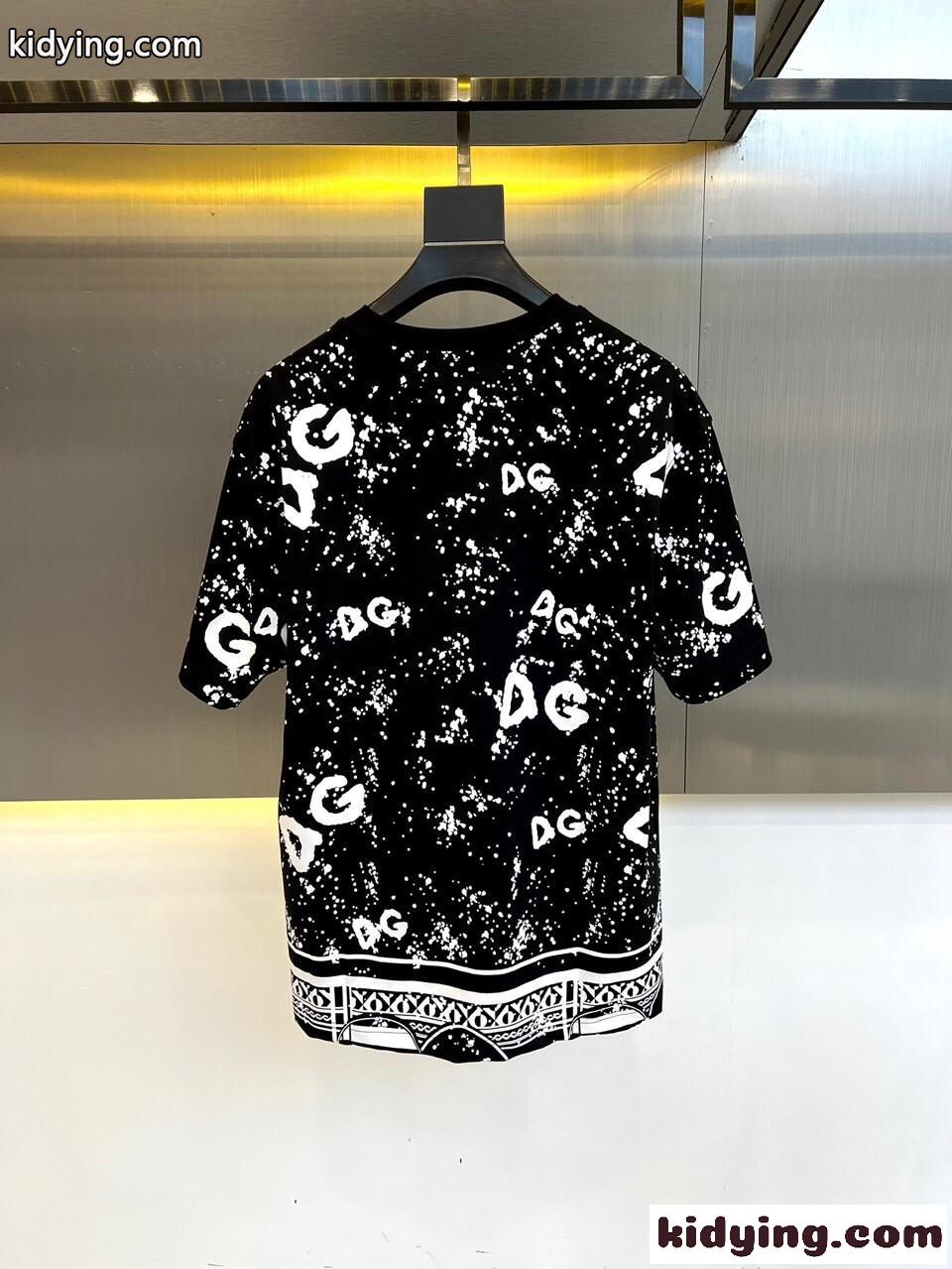 ロゴプリント コットンTシャツ クルーネック ドルチェ&ガッバーナ 半袖Tシャツ コピー ブラック-4