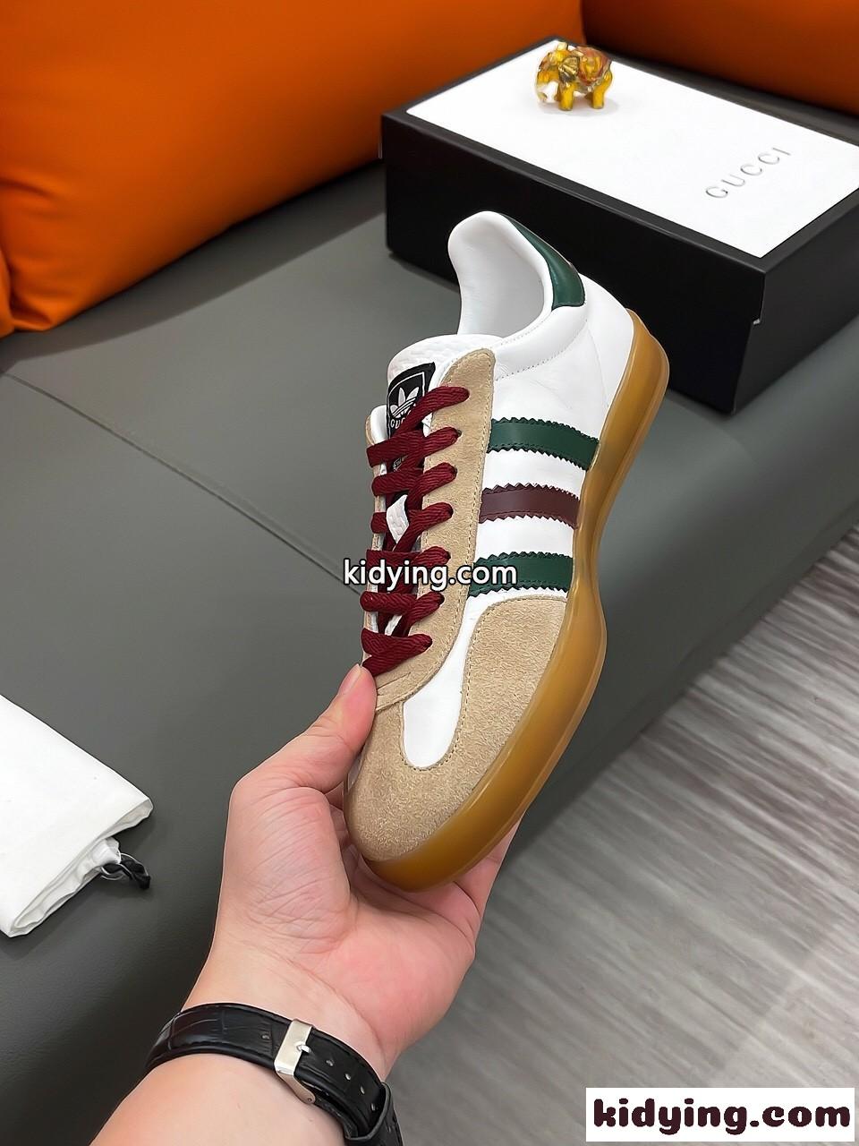 adidas X Gucci 人気 おしゃれ 異素材 軽量 滑り止め グッチ スニーカー コピー レースアップ スポーツ 靴-4
