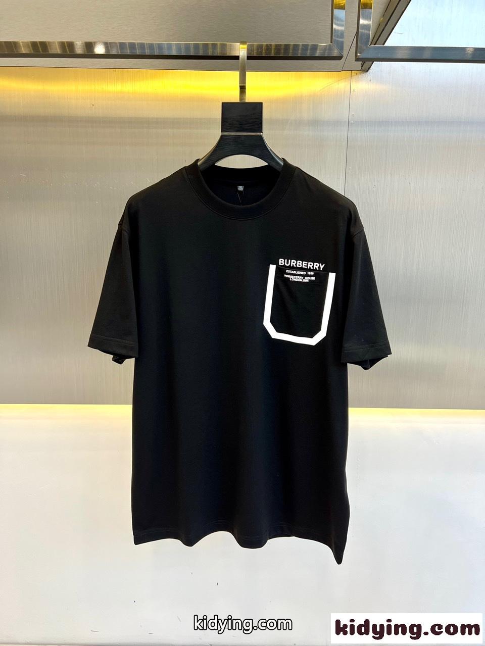 定番 カジュアル バーバリー Tシャツ コピー クルーネック 半袖Tシャツ ブラック-0