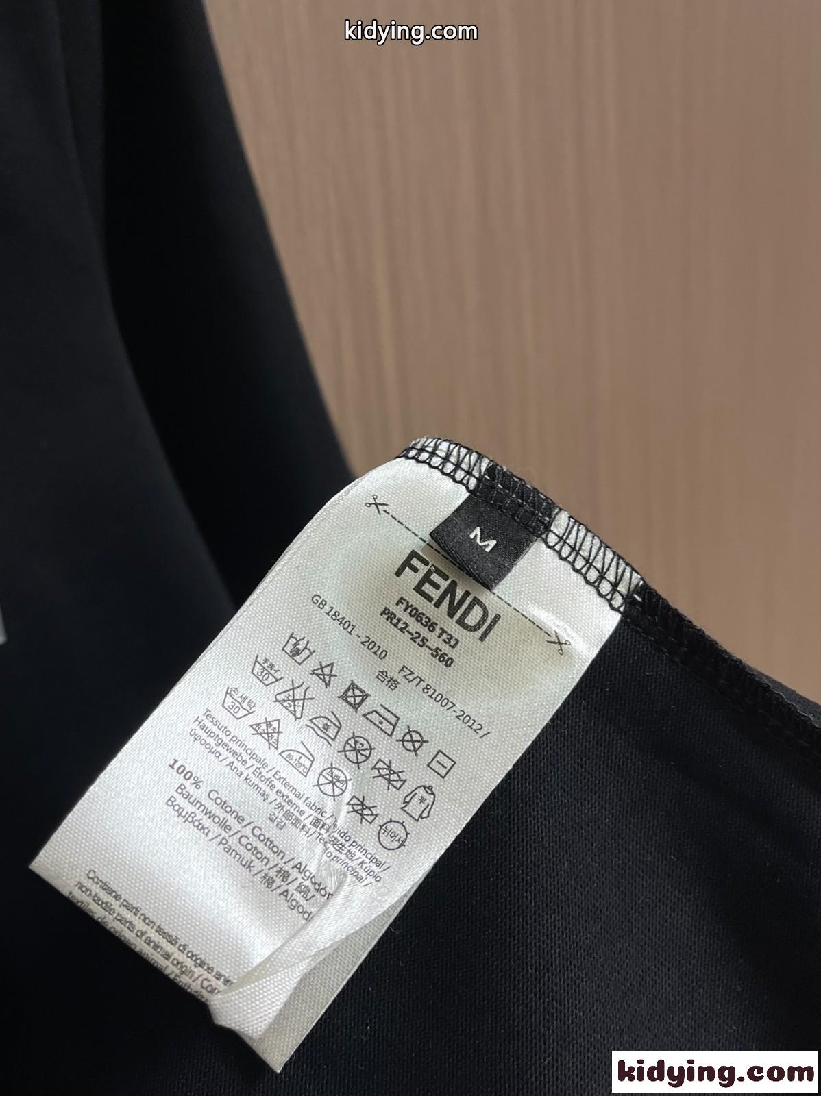 フェンディ Tシャツ コピー クルーネック シンプル コットン 半袖Tシャツ-5
