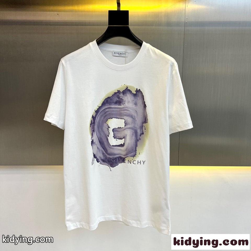 ベーシック クルーネック プリント コットン ジバンシィ Tシャツ コピー 半袖 ホワイト-0