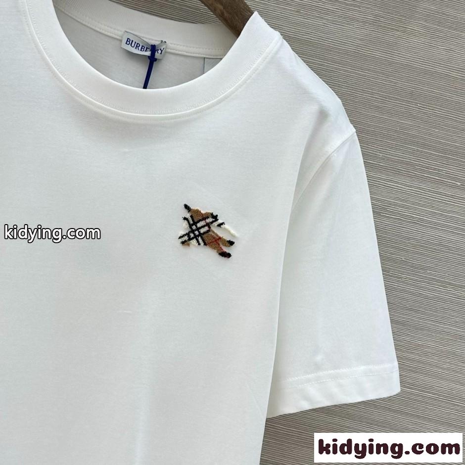 ナイトチェック コットンTシャツ バーバリー Tシャツ 偽物 ホワイト-2