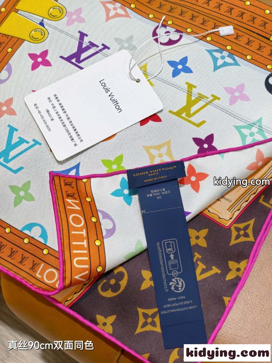 LV × TM カレ90・モノグラム マルチカラー コレクター ルイ・ヴィトン スカーフ コピー-4