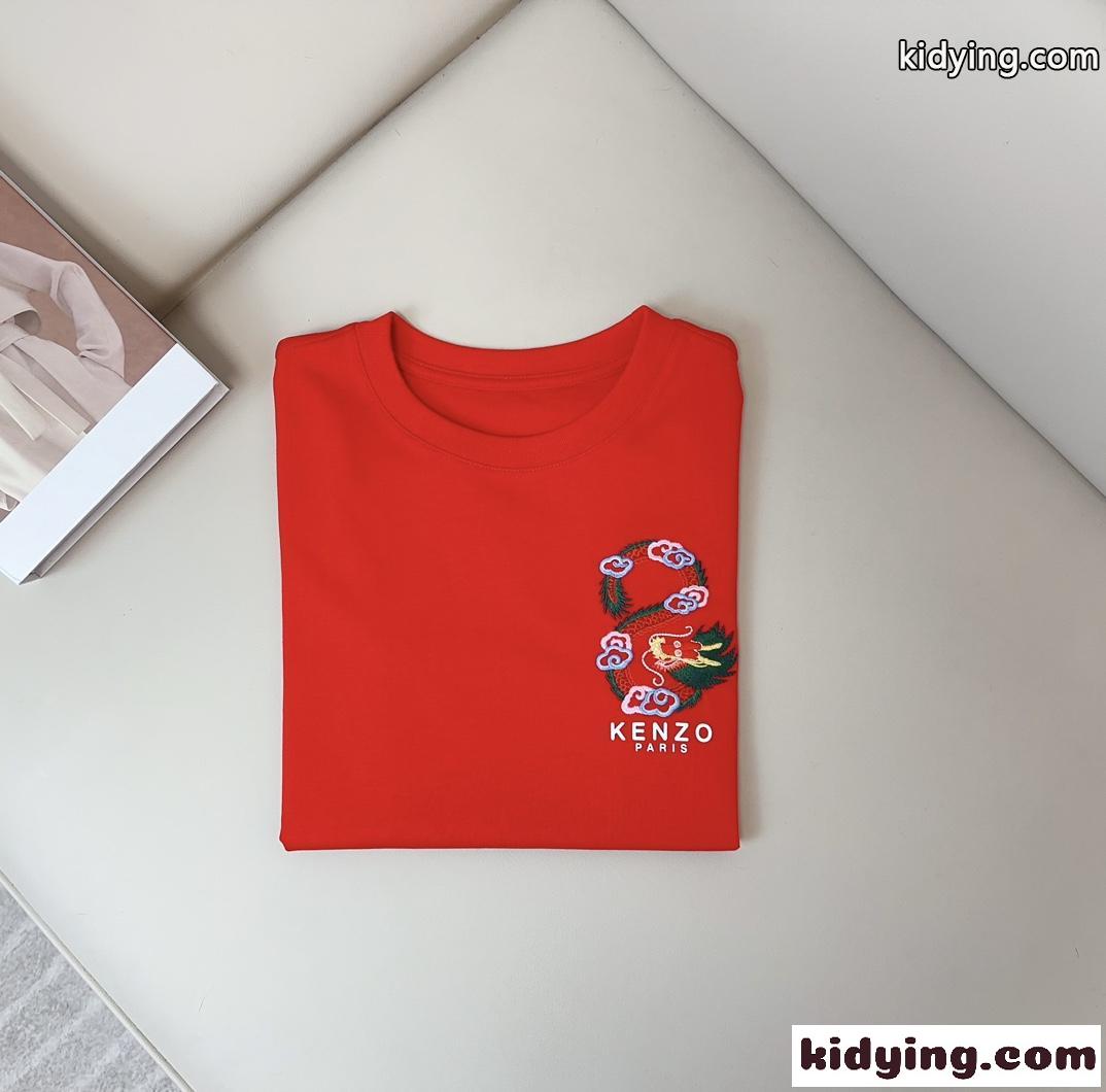 YEAR OF THE DRAGON CREST エンブロイダリー 半袖Tシャツ ケンゾー Tシャツ コピー レッド-2