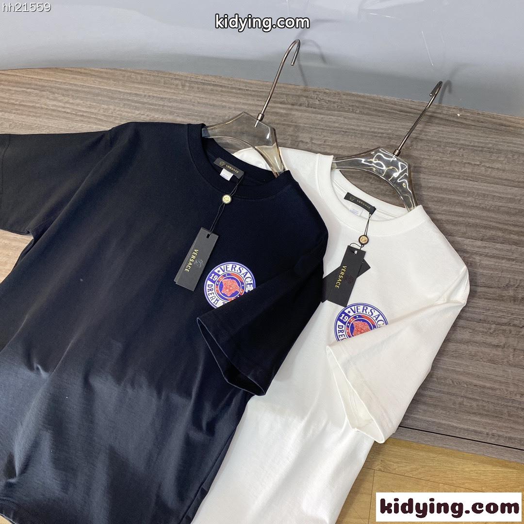 上品 シルケット コットン カジュアル プリント ヴェルサーチェ 半袖Tシャツ コピー クルーネック トップス-1