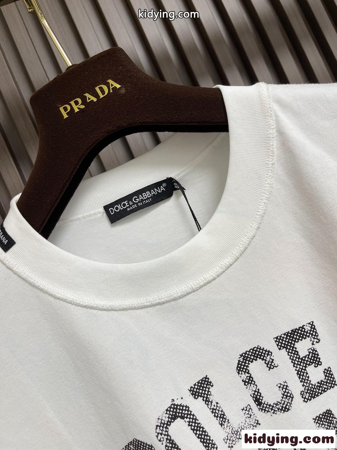 カジュアル ロゴ入り クルーネック 半袖Tシャツ ドルチェ&ガッバーナ Tシャツ 偽物-3