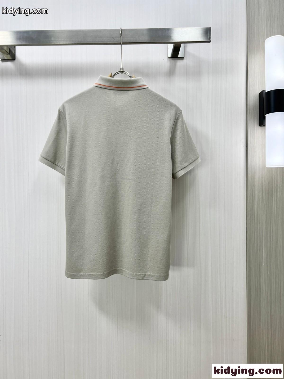 洗練された カジュアル コットンピケ ポロシャツ エルメス Tシャツ コピー ベージュ-1