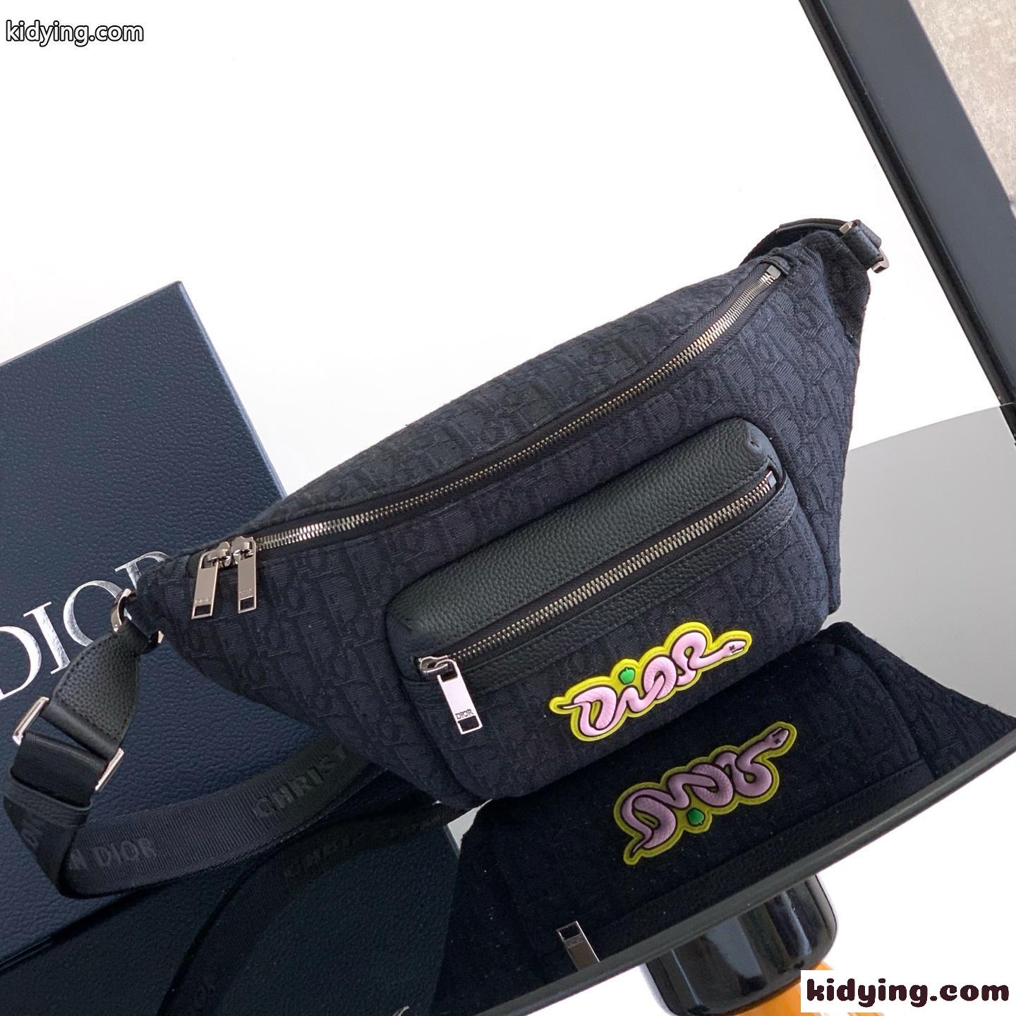 DIOR AND KAWS Rider 2.0 ベルトバッグ スーパーコピー メンズバッグ ブラック-1