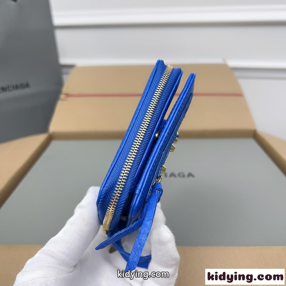 上品 高級感 コンパクトウォレット バレンシアガ 財布 コピー 二つ折り財布 ブルー-1