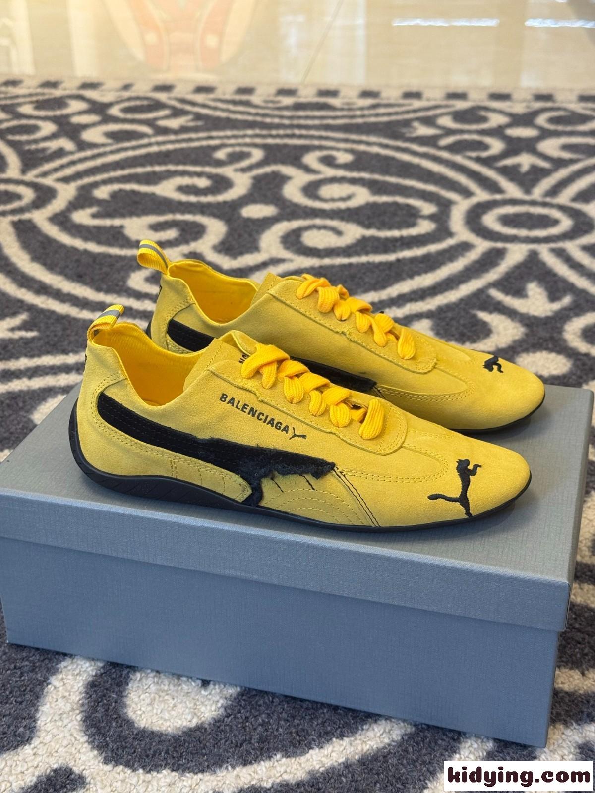 BALENCIAGA × PUMA スエード スピードキャット スニーカー スーパーコピー イエロー-1