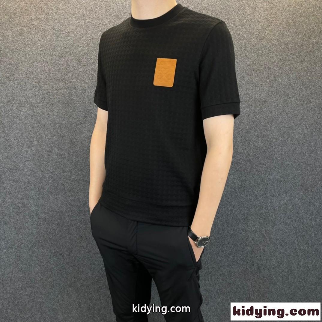 シンプル 柔らかい 着心地いい ラウンドネック ロエベ  半袖tシャツ コピー おしゃれ カジュアル メンズ-2