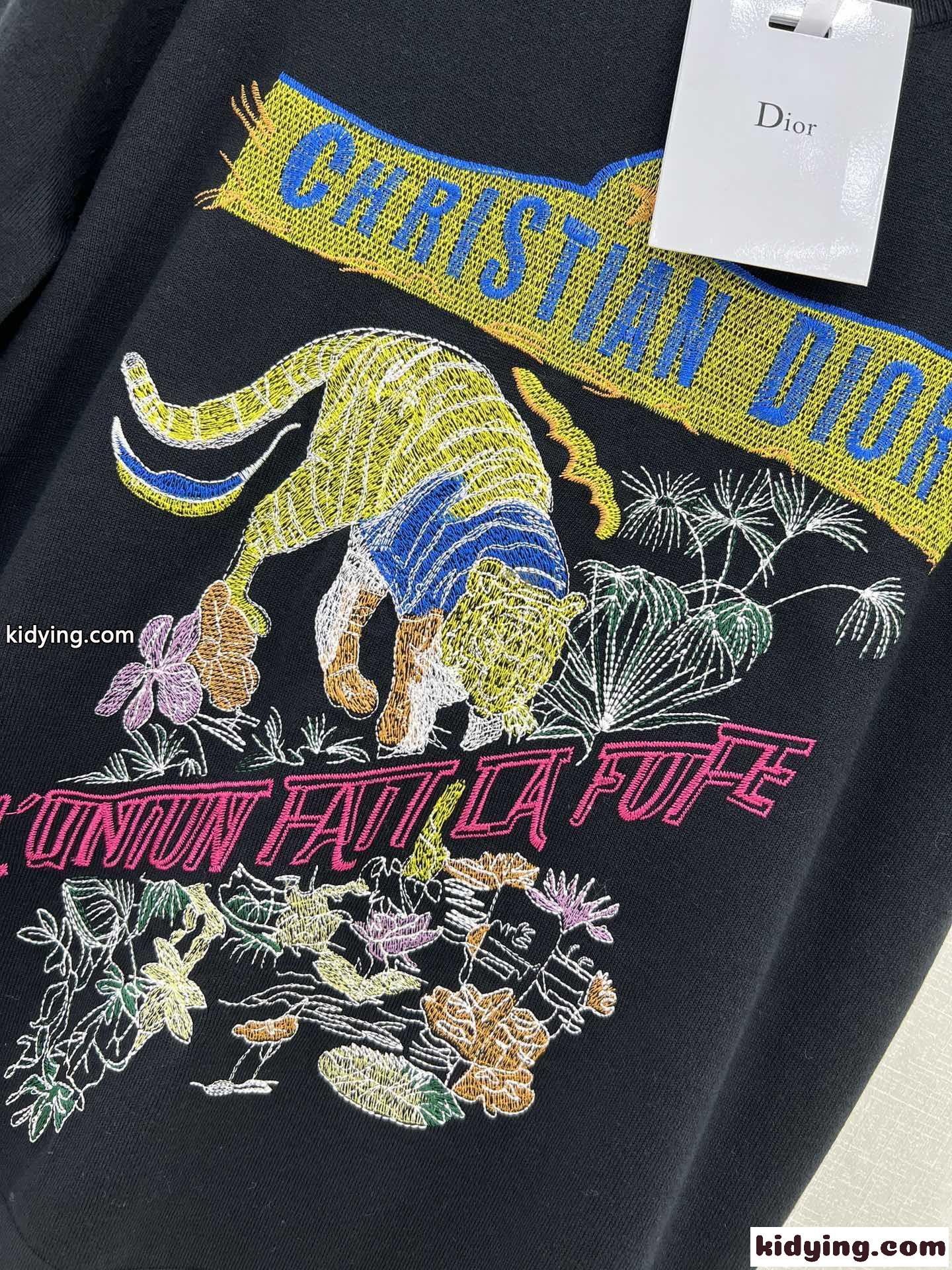 クリスチャン・ディオール Tシャツ コピー Indian Animals Tiger テンセル ジャージー 半袖Tシャツ-2