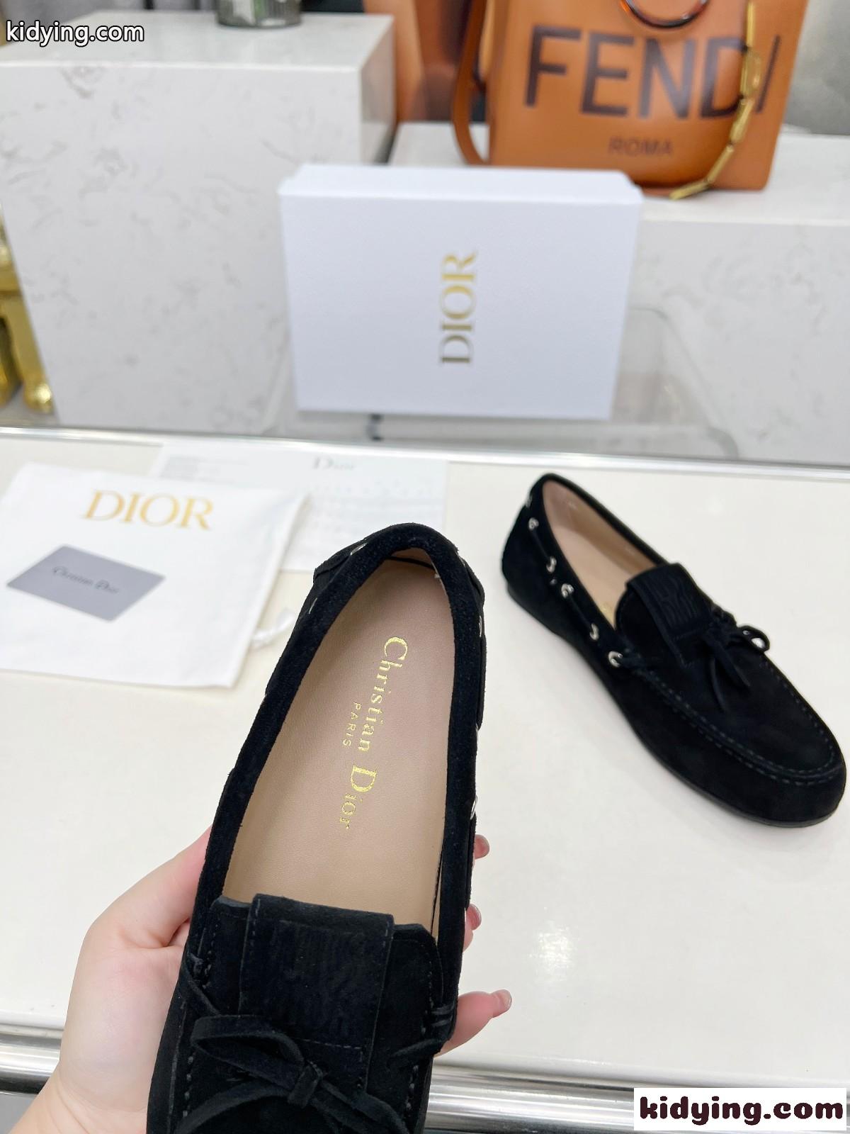 カジュアル エレガント Miss Dior Street ローファー スーパーコピー スエード ブラック-3