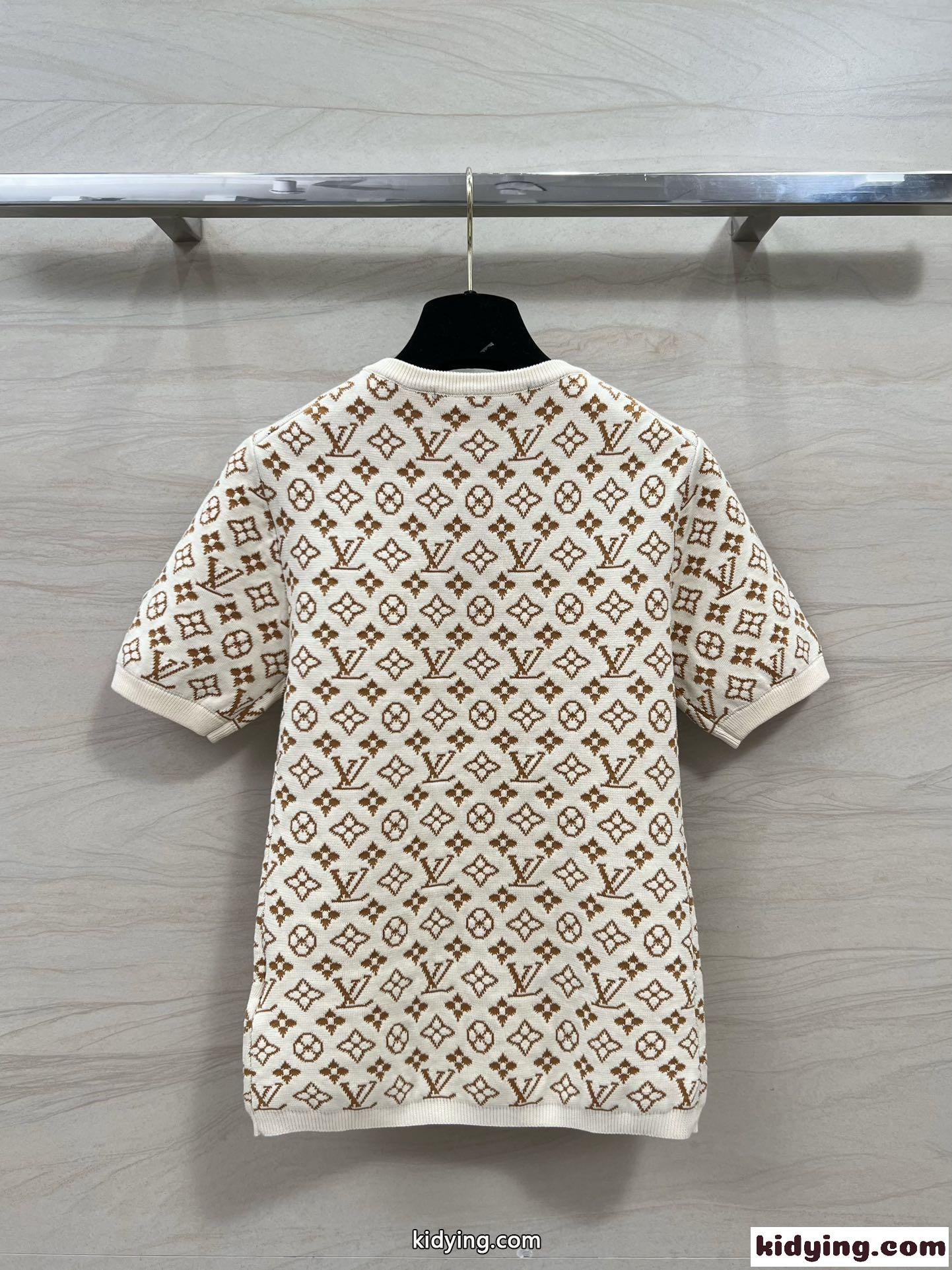 モノグラムジャカードニットトップ ルイ・ヴィトン Tシャツ 偽物 半袖 トップス-4