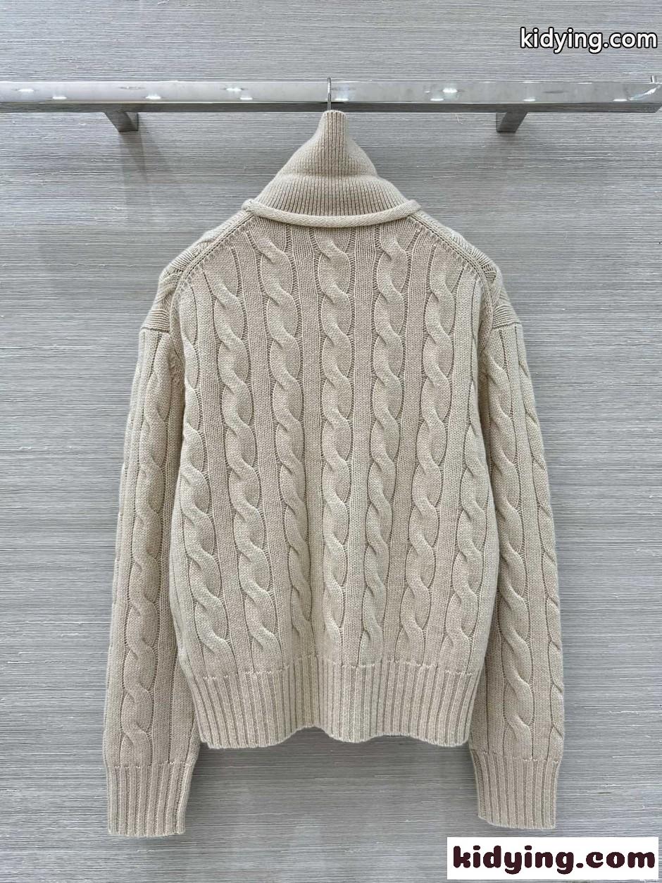 ケーブル カシミヤ ポロカラー セーター ラルフローレン スーパーコピー ベージュ-5
