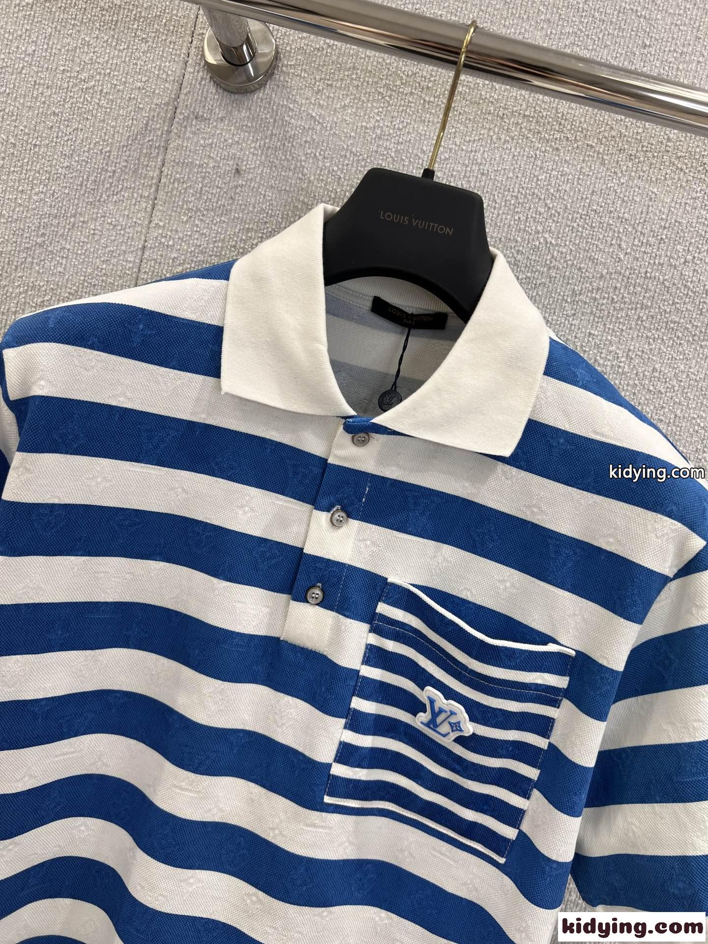 モノグラムストライプポロシャツ ルイ・ヴィトン Tシャツ コピー コットン-2