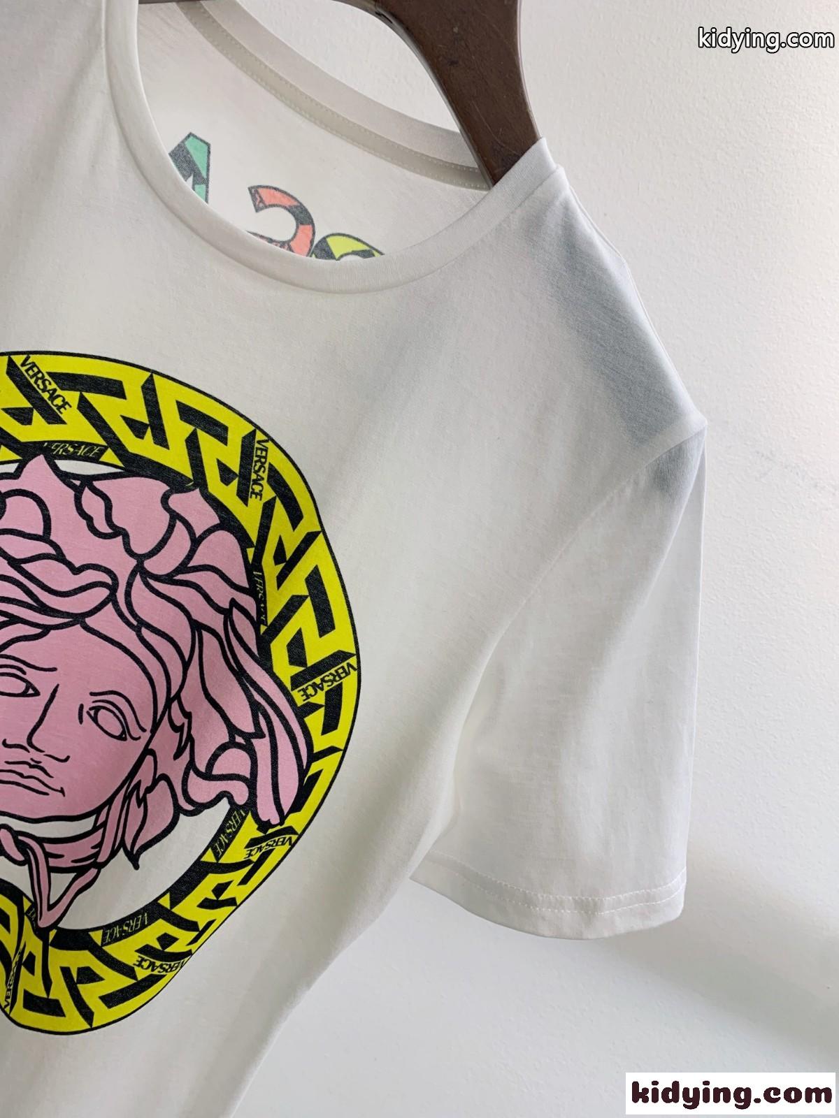 シンプル お洒落 プリント クルーネック ヴェルサーチェ 半袖Tシャツ コピー コットン 春夏 トップス ホワイト-4