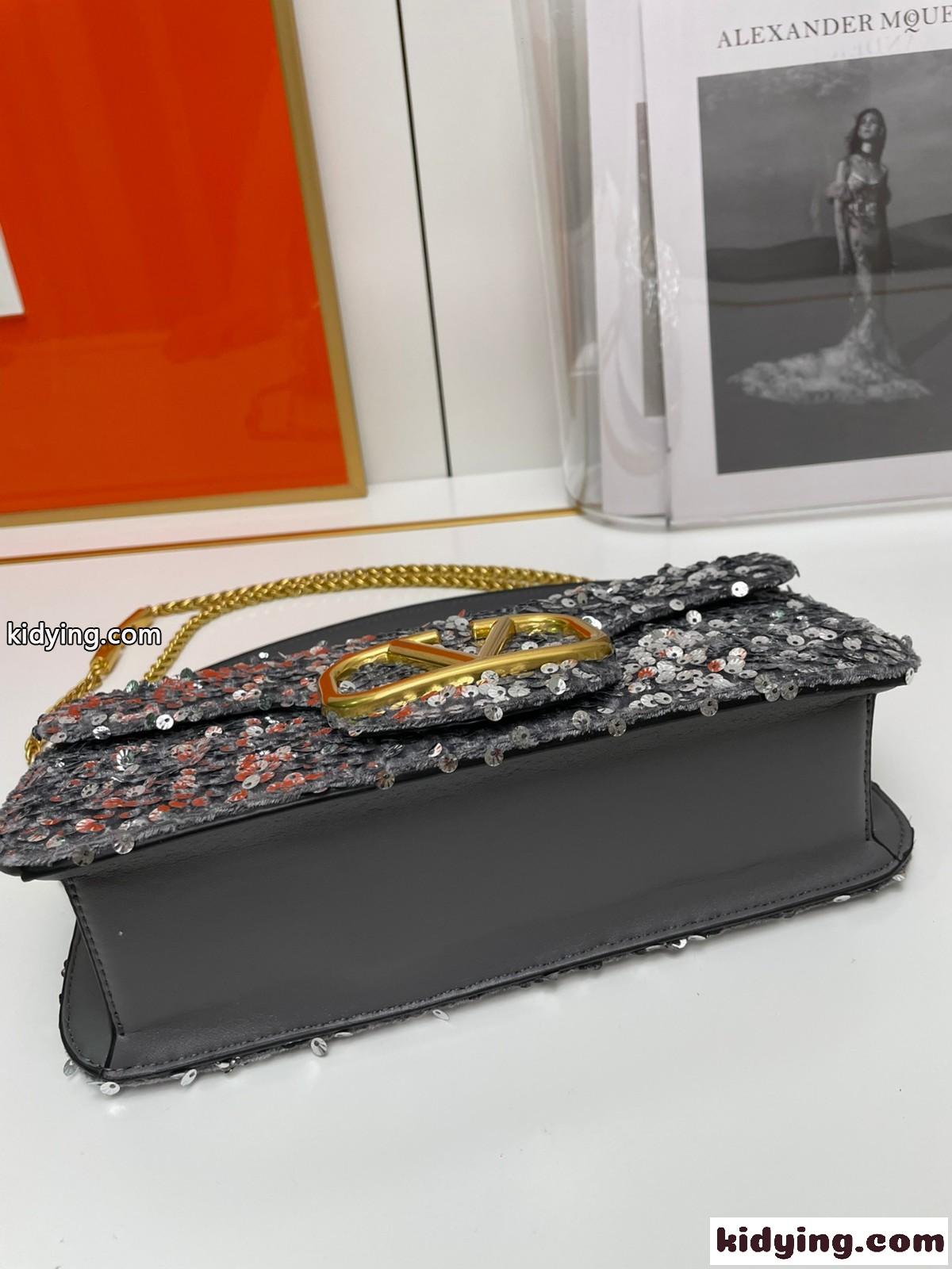 VLOGO スパンコール ショルダーバッグ ヴァレンティノ バッグ コピー シルバー-3