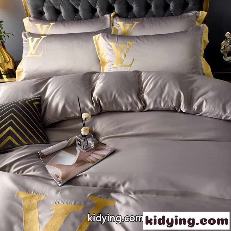 2021夏季 ルイ・ヴィトン 布団カバーセット コピー 人気 刺繍します カラー切り替え レース 4件のカバー 柔軟です-3