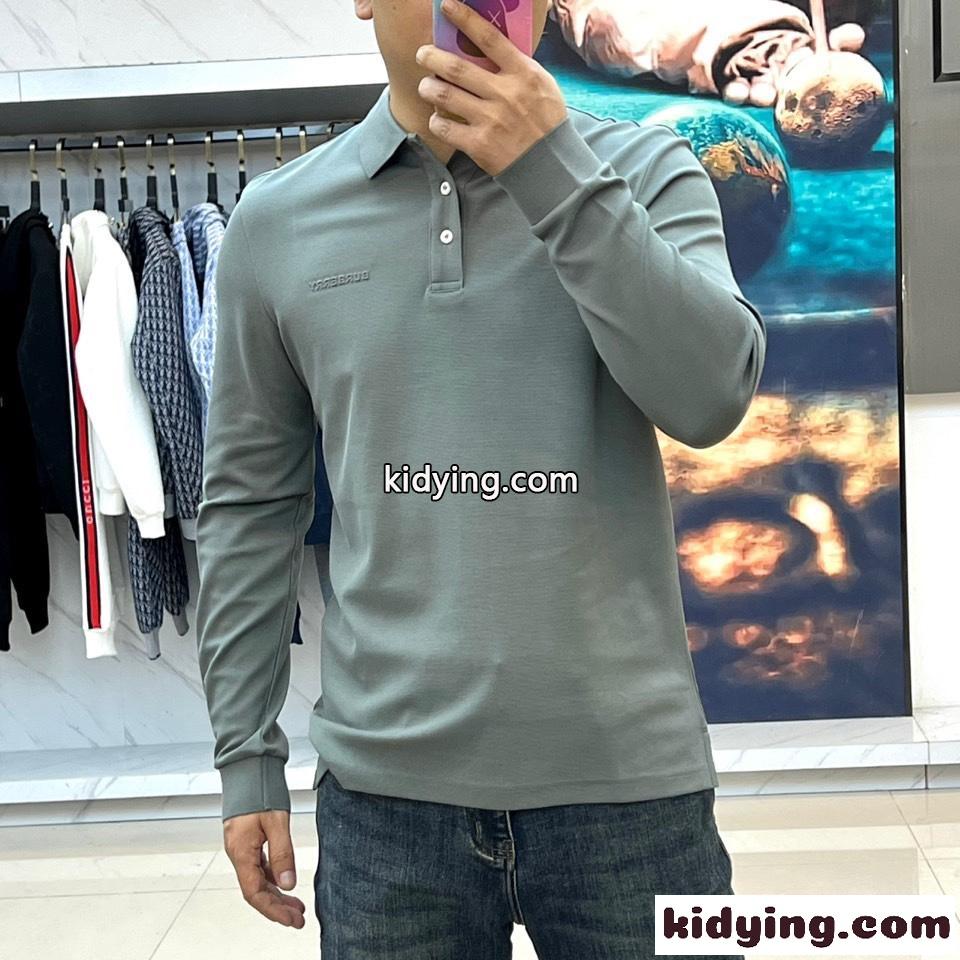 バーバリー Tシャツ 偽物 シンプル 合わせやすい ロゴ入り長袖 ポロシャツ-1